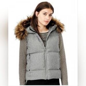 Gap Puffer Wool Vest With Faux Fur Hood ( Outerwear) Size Small
